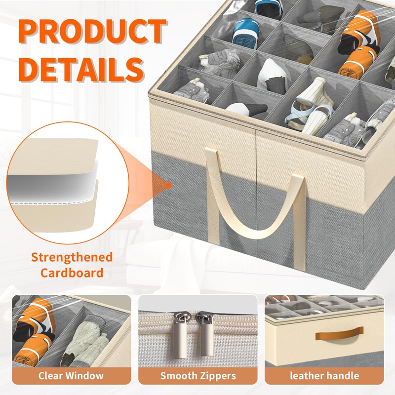 Aokeyee Shoe Storage Organizer for Closet, Large Shoe Box Storage