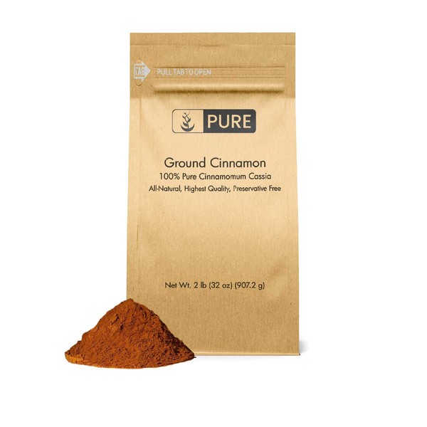 PURE Ground Cinnamon (2 lb.), Natural Spice for Baking & Cooking, Eco-Friendly Packaging, No Additive, Anti-Inflammatory