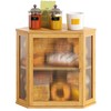Vriccc Corner Bread Box, Large Bamboo Bread Box for Kitchen