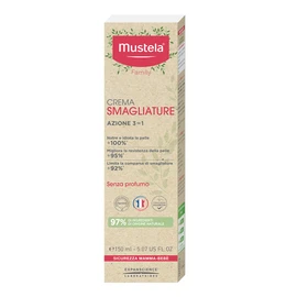 Mustela Dehnungsstreifen Creme, Dehnungsstreifen Vorbeugung, mit Avocado und Shea, parfümfrei, Körper, alle Frauen, Schwangerschaft und Stillzeit sicher - spendet Feuchtigkeit und beruhigt die Haut (150ml)