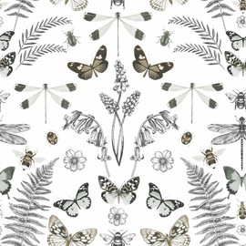 RoomMates Hidden Treasures White Peel and Stick Wallpaper, RMK12747PLW
