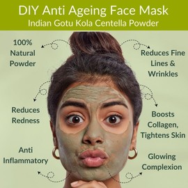 Ayumi Gotu Kola Organic Powder | Pure Centella Asiatica Powder | Organic Vegan Powder for Face Wash, Mask, and Hair Treatment | Herbal Skin Food |100g