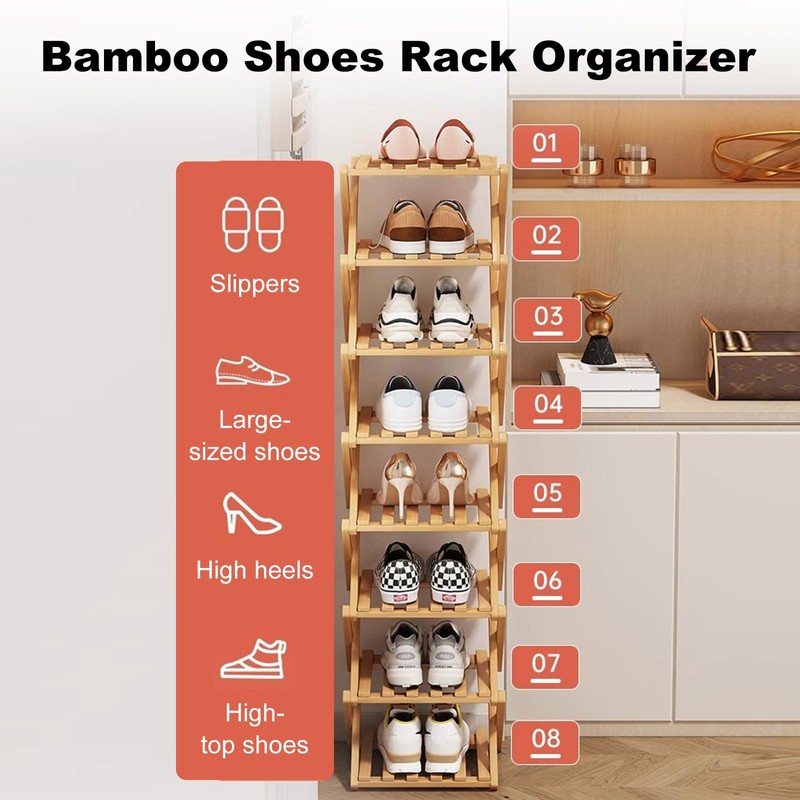 Simcat Wood Shoe Rack Foldable Shoe Organizer Shoe Storage for
