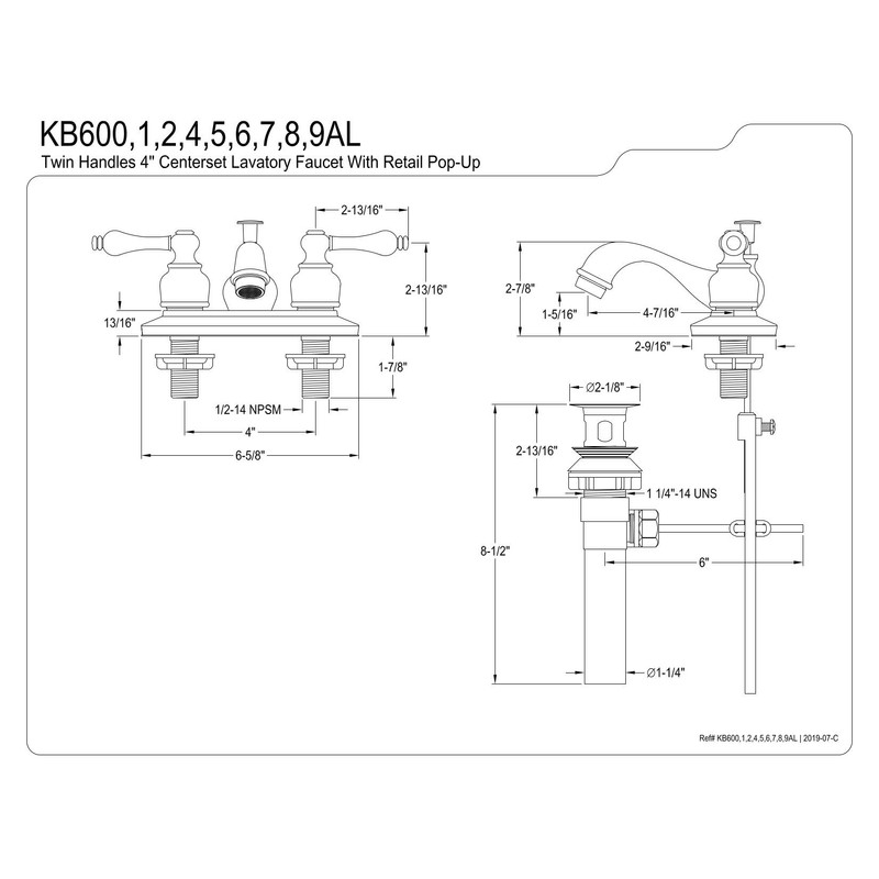 Kingston Brass KB605AL Restoration 4-Inch Centerset Lavatory Faucet with Metal