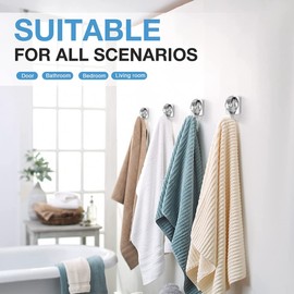 Peakloong 4Pack Heavy Duty Vacuum Suction Cup Wreath Hanger Silver-Plated Plished Hooks Reusable Without Punching for Towel