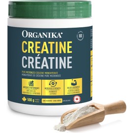 Organika Canadian-Made Creatine Powder - Pure Micronized Creatine Monohydrate - NSF Certified - Supports Strength, Muscle, Recovery and Performance for Men and Women - Unflavoured - 500g, 100 servings