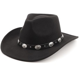 DRESHOW Women Wide Brim Fedora Hat Belt Buckle Retro Panama Floppy Hat, 1 x fedora hat: black style-01