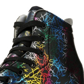 Cowhide High-Top Shoes Classic Double-Row Four-Wheel Roller Skates for Women, Men & Girls (Lightning Black, 43=US:8.5)