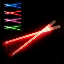 SithSticks® 2 Bright Red Sticks | LED Light Saber Sticks | Washable Reusable Cutlery Children & Adults | Chinese & Japanese Kitchen | 100% Spa | OriginalCorner®