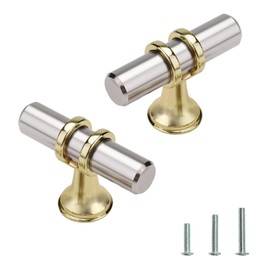Ymaiss 12 Packs Cabinet Knobs T Bar Kitchen Dresser Knobs Drawer Pull Handles Single Hole Knobs Hardware for Drawer Dresser Cupboard Wardrobe (Silver and Gold)