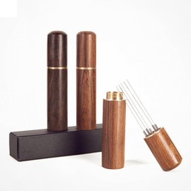 WDT Espresso Distribution Tool with 6 x 0.3mm 304 Stainless Steel Needles, Espresso Tamper With Retractable Needles, Espresso Machine Accessories, Coffee Espresso Tamper Tool (Black sandalwood)