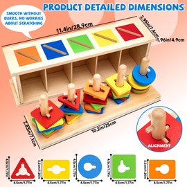 RunHero Montessori Toy for 1-3 Year Old Boys and Girls, Color Recognition Stacker and Shape Sorter, Wooden Sensory Educational Puzzle Toy, Birthday Gifts for Toddlers