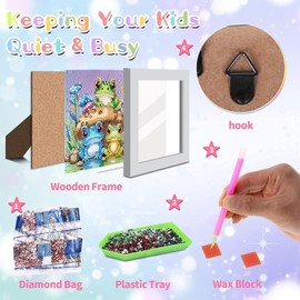 Frog Diamond Art Kits for Kids with Frame,Mushroom Diamond Art for Kids Ages 8-12,Frogs Diamond Painting Kits for Kids with Beautiful Package for Gift Home Wall Decor(7x7inch)
