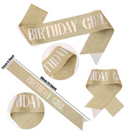 Birthday Girl Sash & Rhinestone Tiara Sets, Birthday Sash and Tiara Headband for Girls Women Birthday Decoration, One size, Metal, Rhinestone