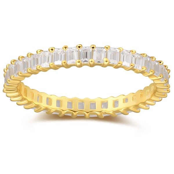Vescence 18K Gold Plated Dainty Vertical Baguette Eternity Band |