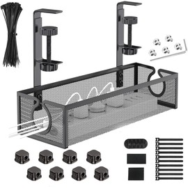 AKASENKO Organizador de Cables Escritorio,57 PCS Kit de organización de Cables,Doce estantes de Cables. Correas de Nylon, Correas de PVC y Almohadillas Antideslizantes. (Negro)