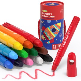 JUPITEARTH Crayons, Rocket Type, Retractable Type, 12 Colors