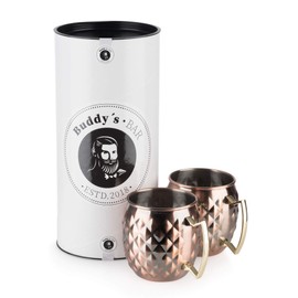 Buddy´s Bar - 2 Moscow Mule Mugs, 500 ml, High Quality Stainless Steel Cups with Pineapple Texture, Food Safe, Pineapple Skin Cocktail Cups with Gift Box, Set of 2, Antique Copper
