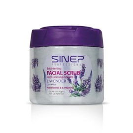 SINEP Professional Brightening Face and Body Scrub - Exfoliating Treatment with Coconut Extract and Niacinamide for Radiant Skin - 400ml (400ml, Lavender)