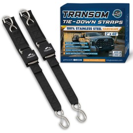 WavesRx Stainless Steel Boat Trailer Transom Tie Down Straps - 2" x 48" (2PK) - Heavy Duty Marine-Grade Tie Downs with Quick Release Buckles - 1,200 lbs MBS - Pontoon & Boat Trailer Accessories