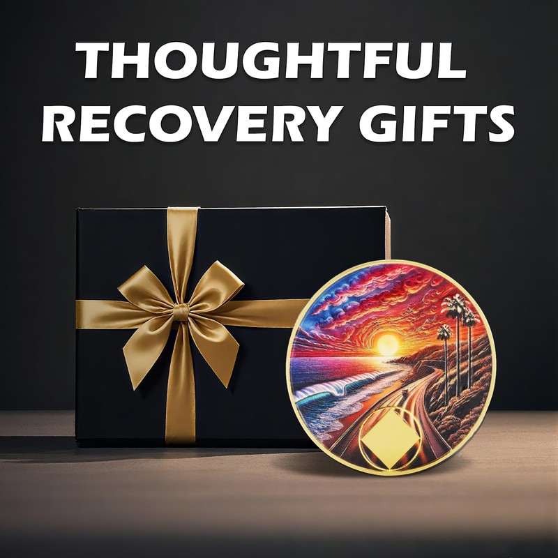 Leafence Sunset Beach Sobriety Coin Commemorative Coin Recovery Addiction NA