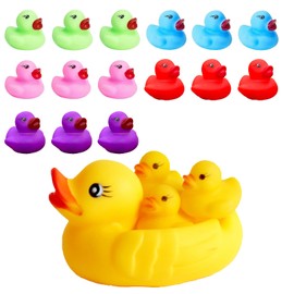 19 Pcs Bath Toys Set With 5 Vibrant Colors, Mini Rubber Ducks, Mini Rubber Ducks For Kids Bathtime, Party Decorations, Pool Fun, Collectible Duck Toys