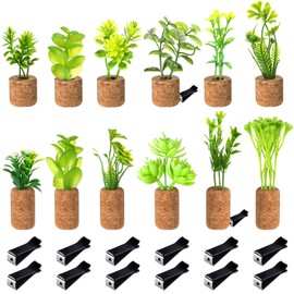 Tallew 12 Pcs Cute Succulents Car Decor Air Freshener Plant Artificial Plant Vent Accessories Vent Clip Decoration for Your Car Refrigerator, Green