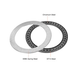 sourcing map AXK75100 Needle Roller Thrust Bearings with 2 Washers, 75mm Inner Diameter, 100mm OD 4mm Width Chrome Steel