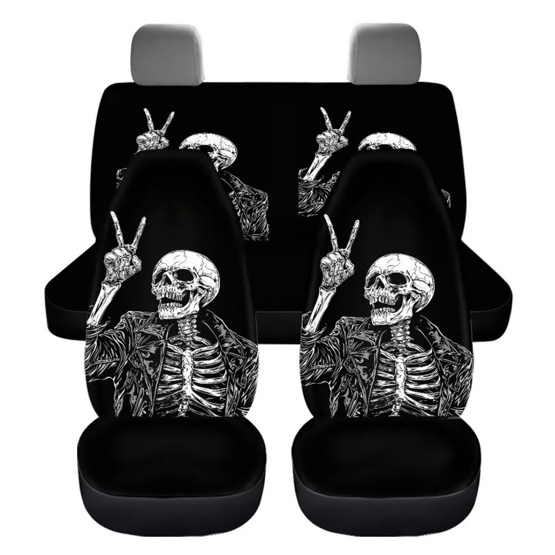 GePrint Skull Print Car Seat Covers Full Set Universal Car