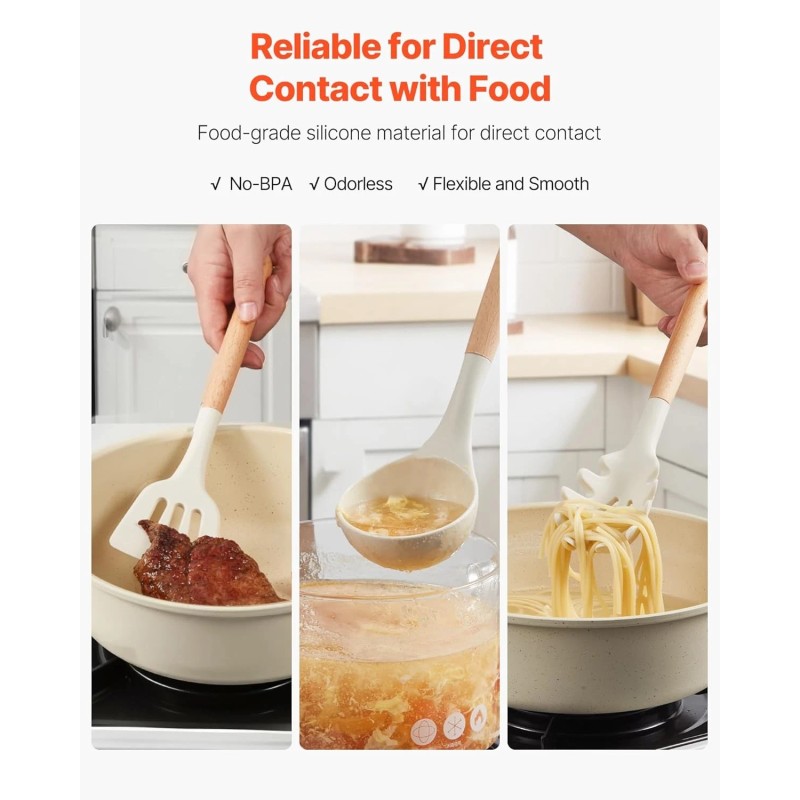 VEVOR Kitchen Cooking Utensils Set, 34 PCS Silicone Spatula Set