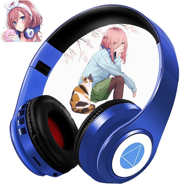 Nakano Miku Headphones, Cosplay Headphones, Built-In Microphone, Foldable, Wireless, Bluetooth