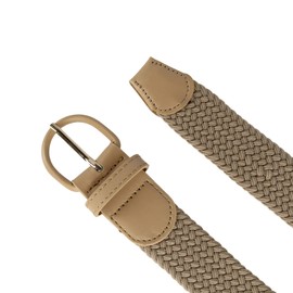 CTM Men's Elastic Braided Belt with Covered Buckle (Big & Tall Available), Small, Khaki