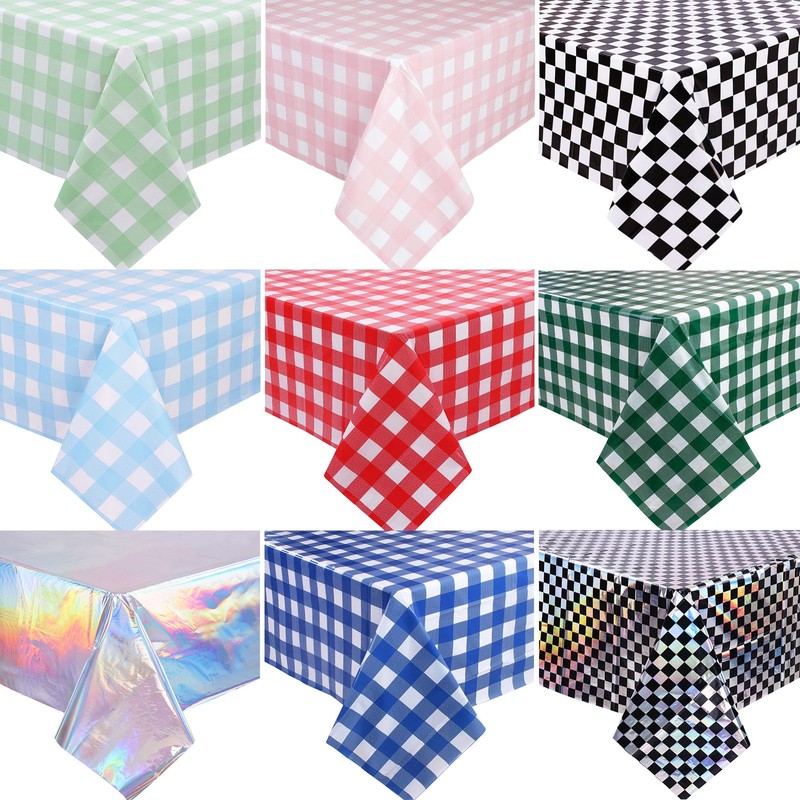 SAJOO 3 Packs Iridescent Plastic Tablecloths 54 x 108 Inch