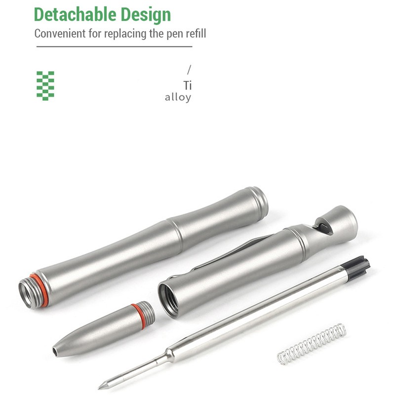 Ti Alloy Outdoor Survival Whistle Pen Ballpoint Pen Multi Tools