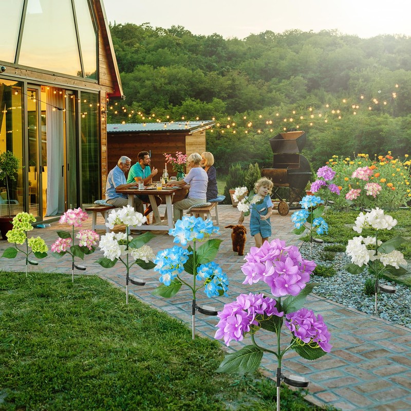 Aolyty Solar Garden Lights Outdoor, Solar Hydrangea Lights IP65 Waterproof