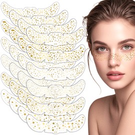 24PCS Glitter Freckles Face Tattoo, 6 Styles Festival Gold Glitter Freckles Temporary Face Tattoos For Women, Temporary Glow Up Makeup Patches Fake Jewels Body Tattoo For Kids Adults