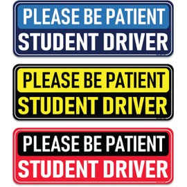 Student Driver Magnet for Car - 3-Pack Colorful Please Be Patient Reflective Magnetic Bumper Sticker Set - Removable Novice Rookie Safety Attention Sign - Weather-Resistant - 10 x 3.5 inch