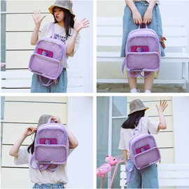 KEEPOP Ita Bags Backpack Girls School Rucksack Cute Summer Beach Bag Transparent Windows for DIY Decors, Purple