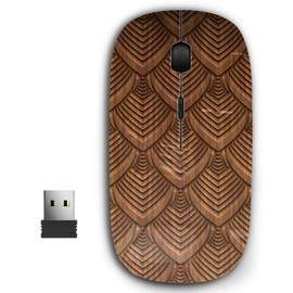 2.4G Ergonomic Portable USB Wireless Mouse for PC, Laptop, Computer, Notebook with Nano Receiver ( Carved On Wood )