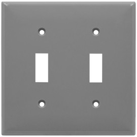 ENERLITES Toggle Light Switch Wall Plate, Gloss Finish, Size 2-Gang 4.50" x 4.57", Unbreakable Polycarbonate Thermoplastic, 8812-GR, Gray