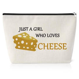 Funny Cheese Lover Gifts Cosmetic Bag Cheese Themed Gifts for Girl Colleague Cheese Gifts for Women Food Lover Gifts Birthdays Christmas Presents for Friends Sister Daughter Zipper Pouch