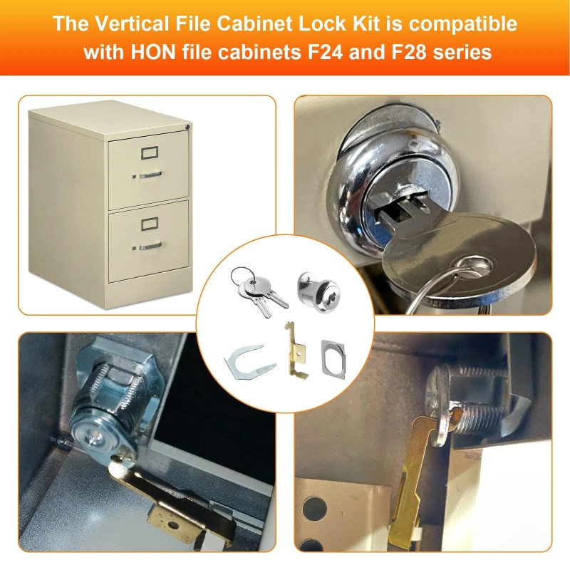 Lankstet Vertical File Cabinet Lock Kit Replacement for HON F24