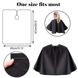 ​Black Makeup Cape Short Barber Cape, Waterproof Nylon Salon Hair Cutting Cape, Makeup Artist Cape for Hair Dye