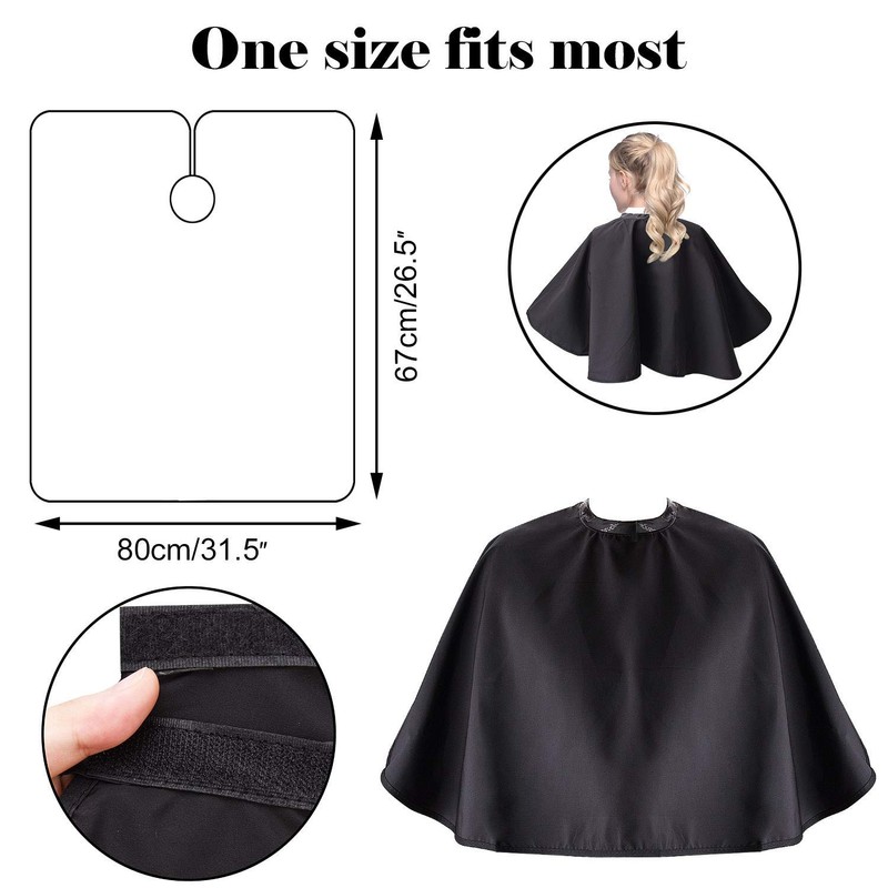 ​Black Makeup Cape Short Barber Cape, Waterproof Nylon Salon Hair