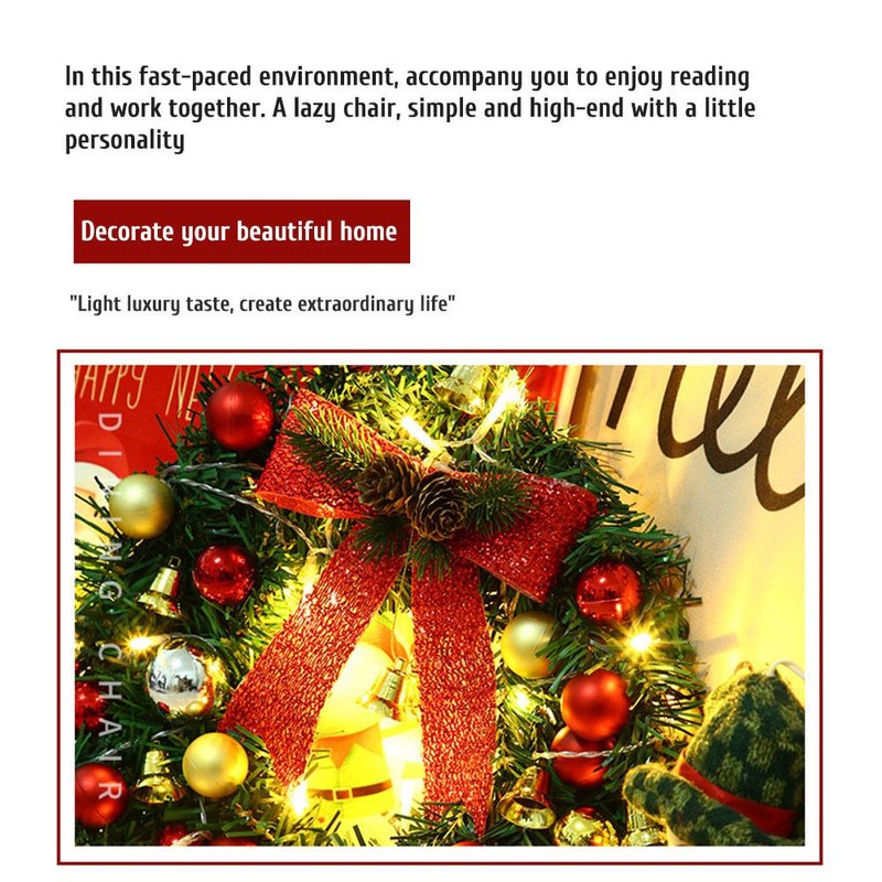 Xmas Wreath with 20 LED Lights and Bells Christmas Garland