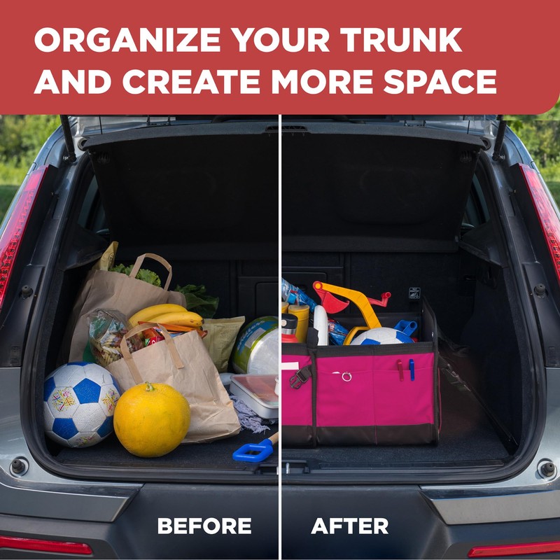 TRUNKCRATEPRO Pink SUV and Jeep Trunk Organizer - Premium Adjustable