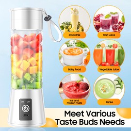 Cordless Portable Personal Size Blender - 2025 Upgraded New Blender for Shakes and Smoothies with 14 Oz BAP Free Juice Cup, USB-C Rechargeable Freshly Squeezed for Picnic/Sprots/Office