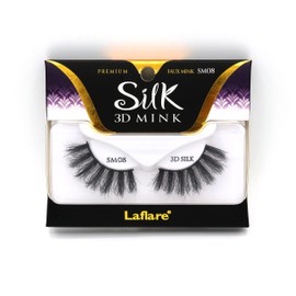 Laflare 3D SILK MINK Premium Faux Mink Eyelashes, Cat Eyes, Wispy, Fluffy, Soft as Mink, Multi-layered False Lashes (SM08)