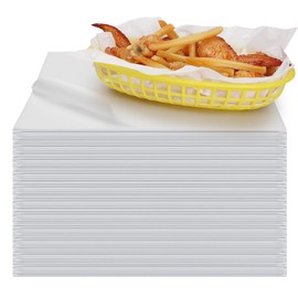 GeeRic White Waxed Deli Paper Sheets 12 * 12 Inch, 100 Pcs Food Basket Liners for Sandwiches, Burgers, Grease Proof Liners Deli Wrap Wax Paper Sheets