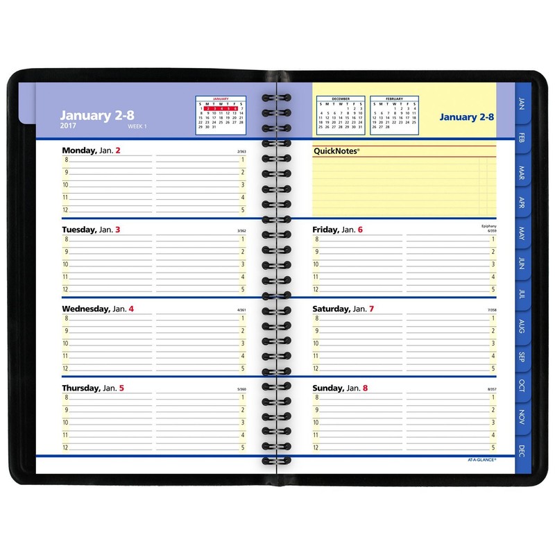 AT-A-GLANCE Agenda semanal/mensual/planificador 2017, QuickNotes, 4-7/8 x 8 pulgadas, negro